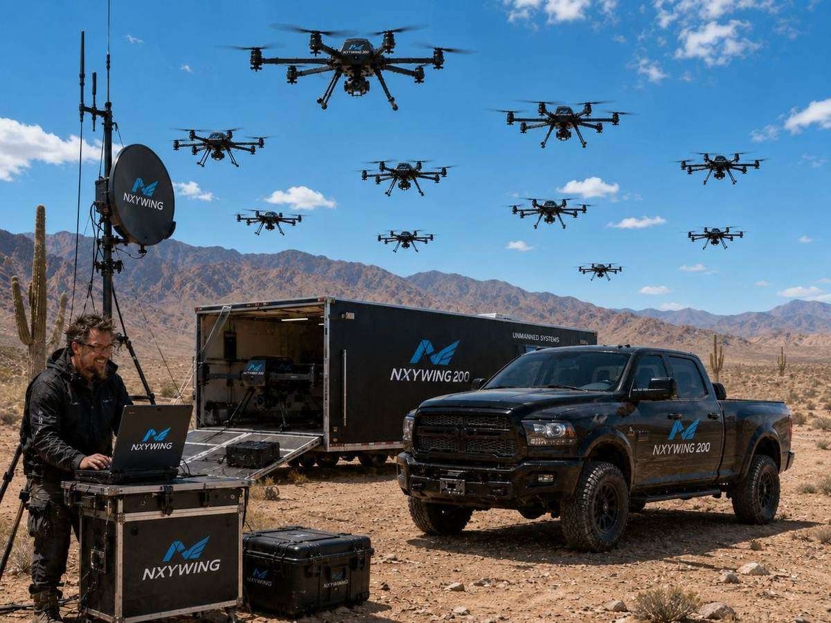NXYWING 200 fleet operations with ground station and command vehicle